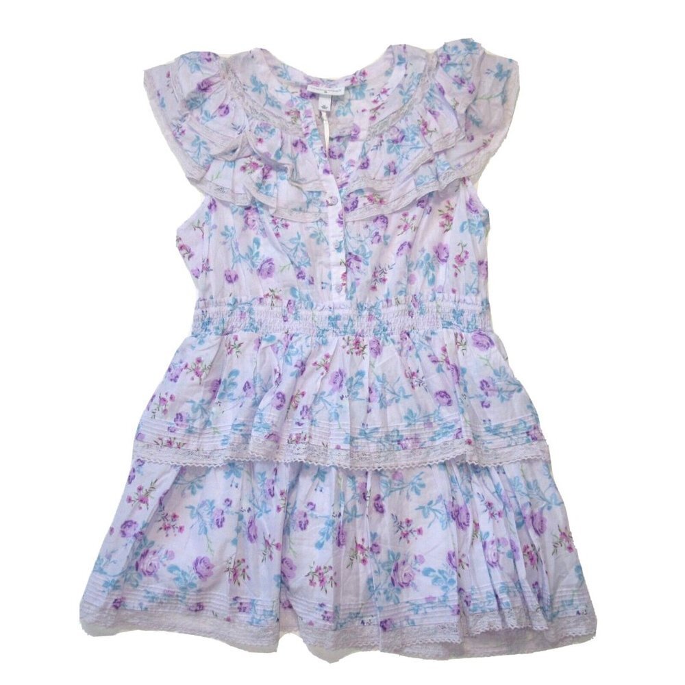 NWT LoveShackFancy x Target Lou in Purple Floral Double Ruffle Tiered Dress XL